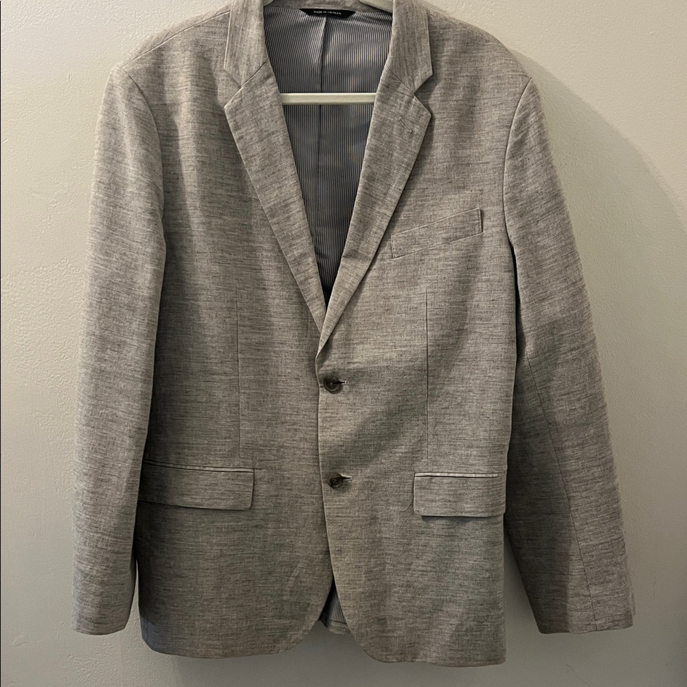 Banana Republic Factory Light Grey Textured Two-Button Men's Blazer